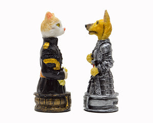 The Cats Vs Dogs Hand painted themed chess pieces by Italfama