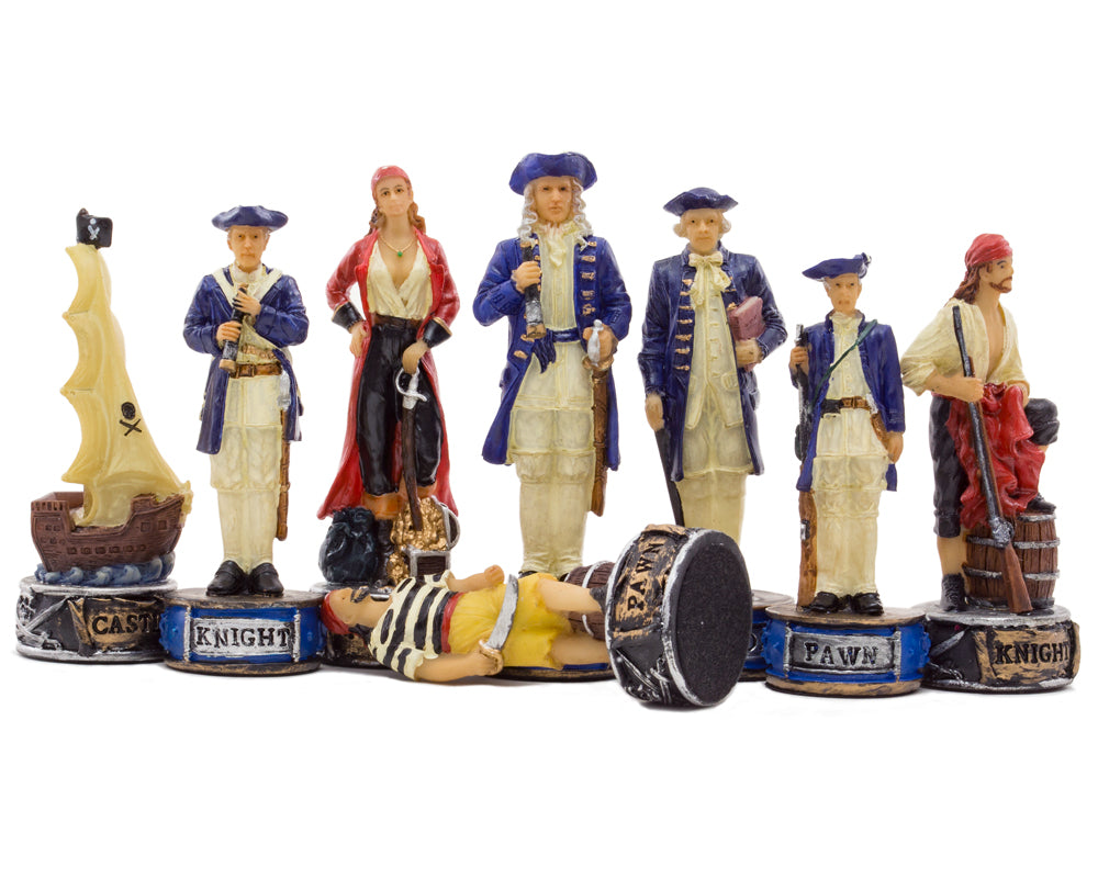 The Pirates Vs Navy Hand painted themed chess pieces by Italfama