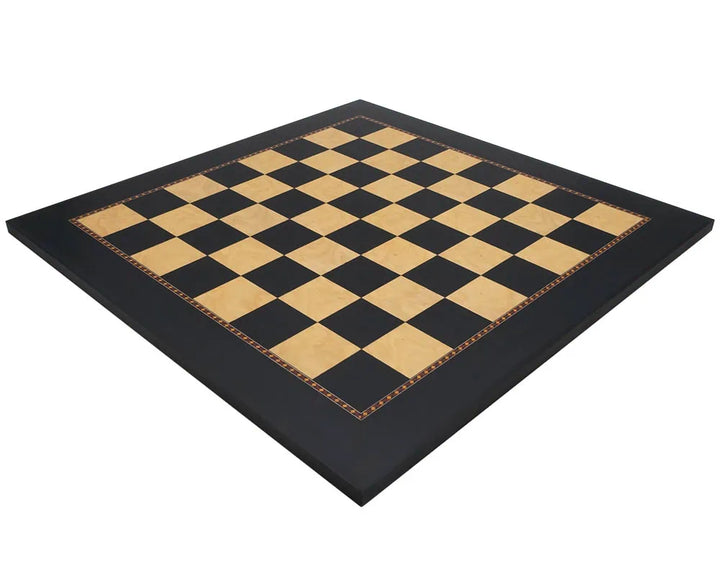 The Queen's Gambit Black Dyed Poplar and Ash Root Chess Board by Rechapados Ferrer, 19.7-inch, 1.96-inch squares, Spanish craftsmanship