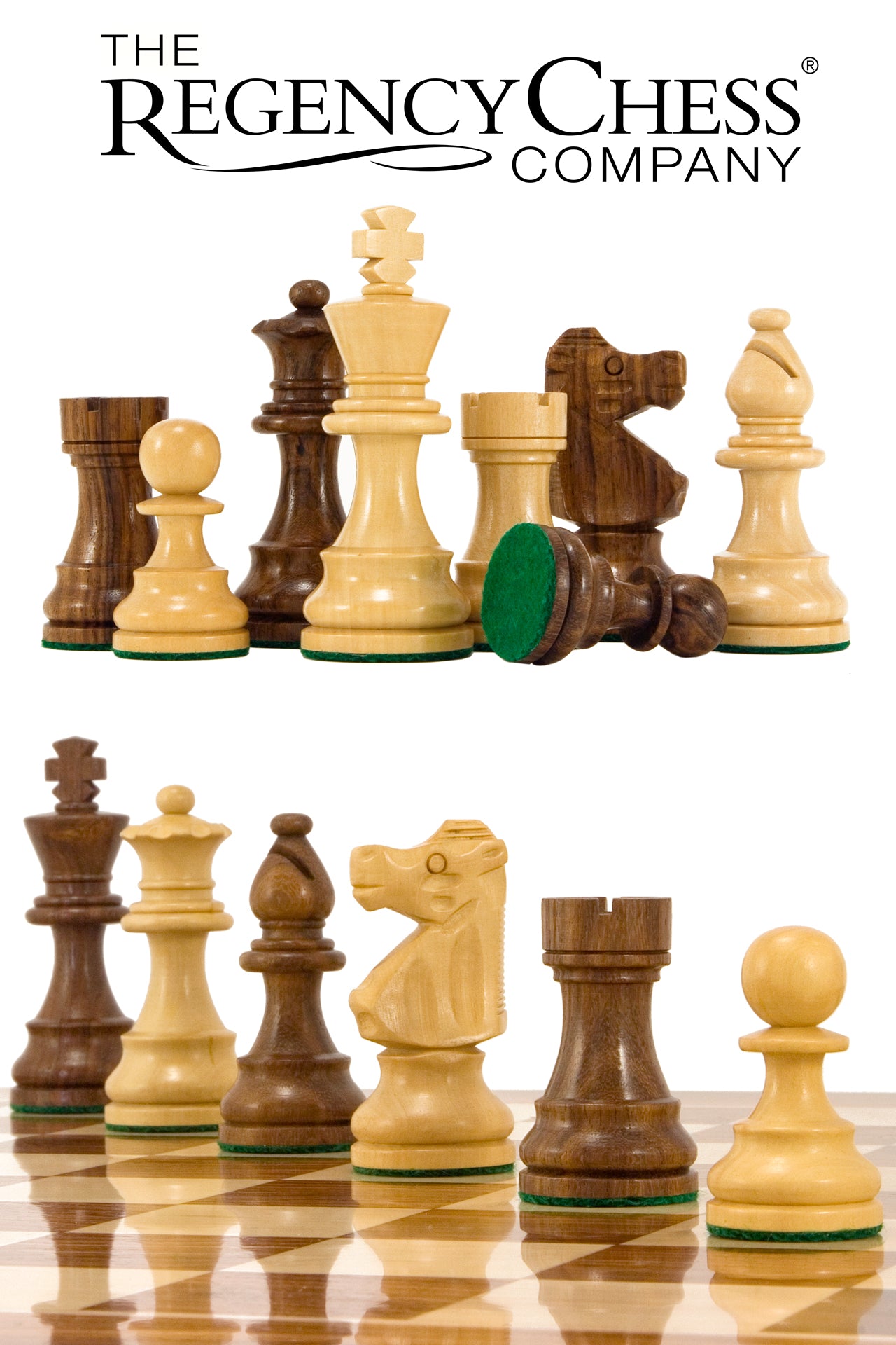 French Knight Series Golden Rosewood Chess Pieces 3.25 Inches