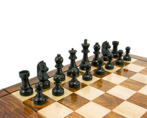 Down Head Knight Ebonised Staunton Chess Pieces 3 Inches