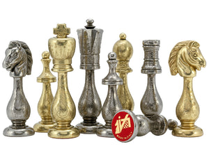 Maghreb Brass and Nickel Chess Pieces 4 Inches