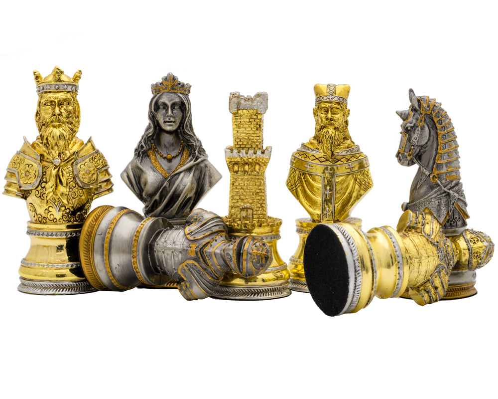 The Medieval Pewter Hand Painted Luxury Chess Men by Italfama