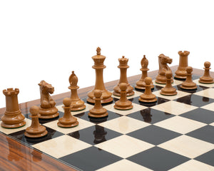 Leuchar Reproduction 3.5 inch Ebony and Antiqued Boxwood Luxury Chess Men