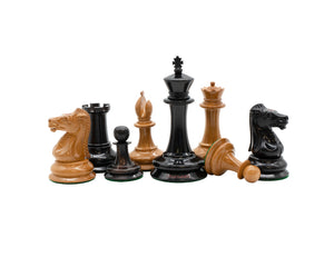 Leuchar Reproduction 3.5 inch Ebony and Antiqued Boxwood Luxury Chess Men