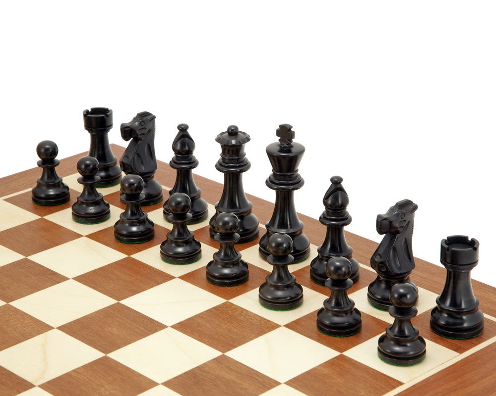 French Knight Black Mahogany Chess Set