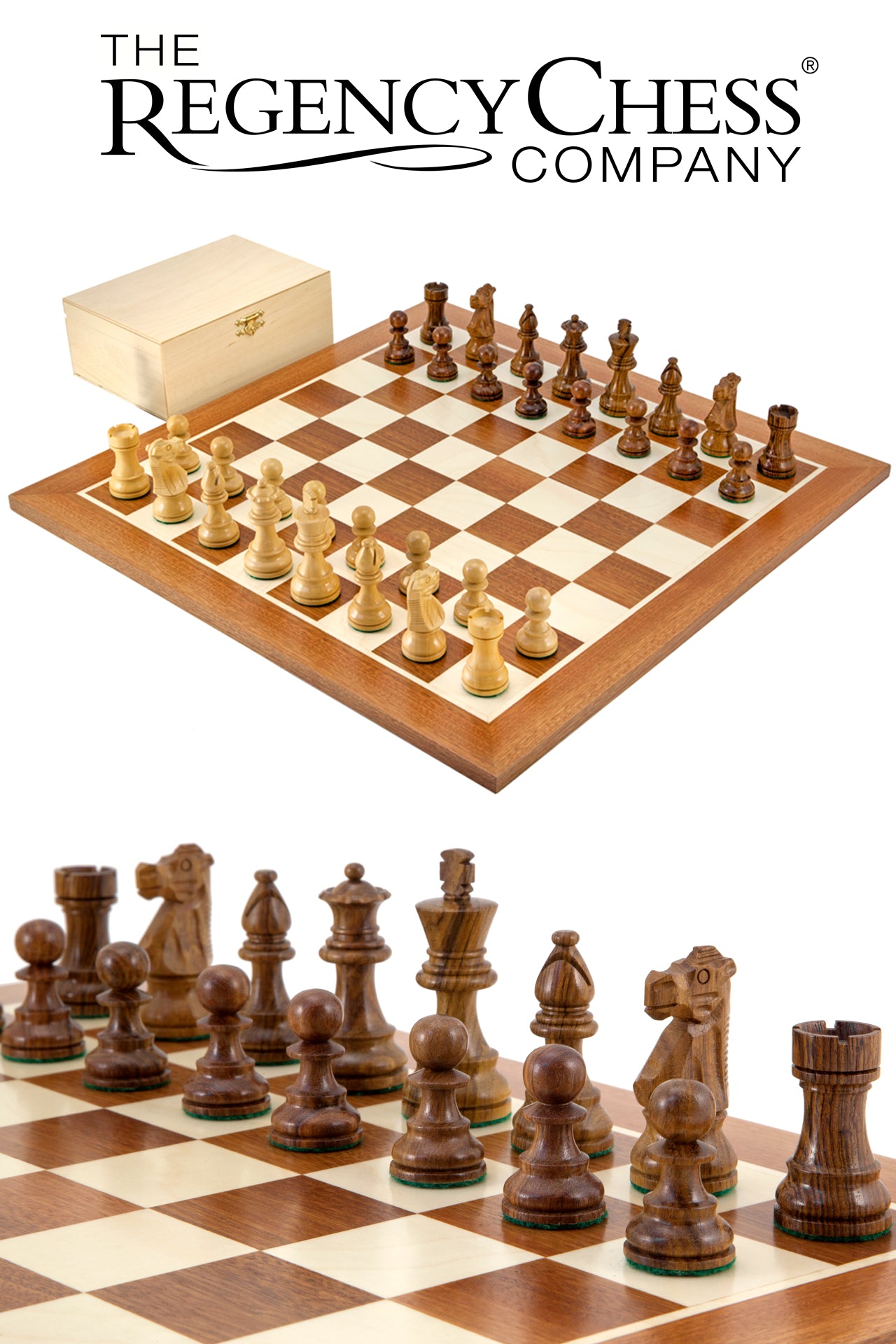French Knight Sheesham Mahogany Chess Set