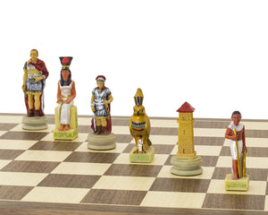 The Romans Vs Egyptians Hand Painted Chess Set
