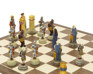 The Romans Vs Arabs Hand Painted Chess Set