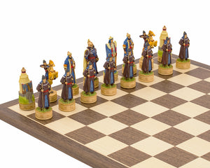 The Russians Vs Mongolians Hand Painted Chess Set