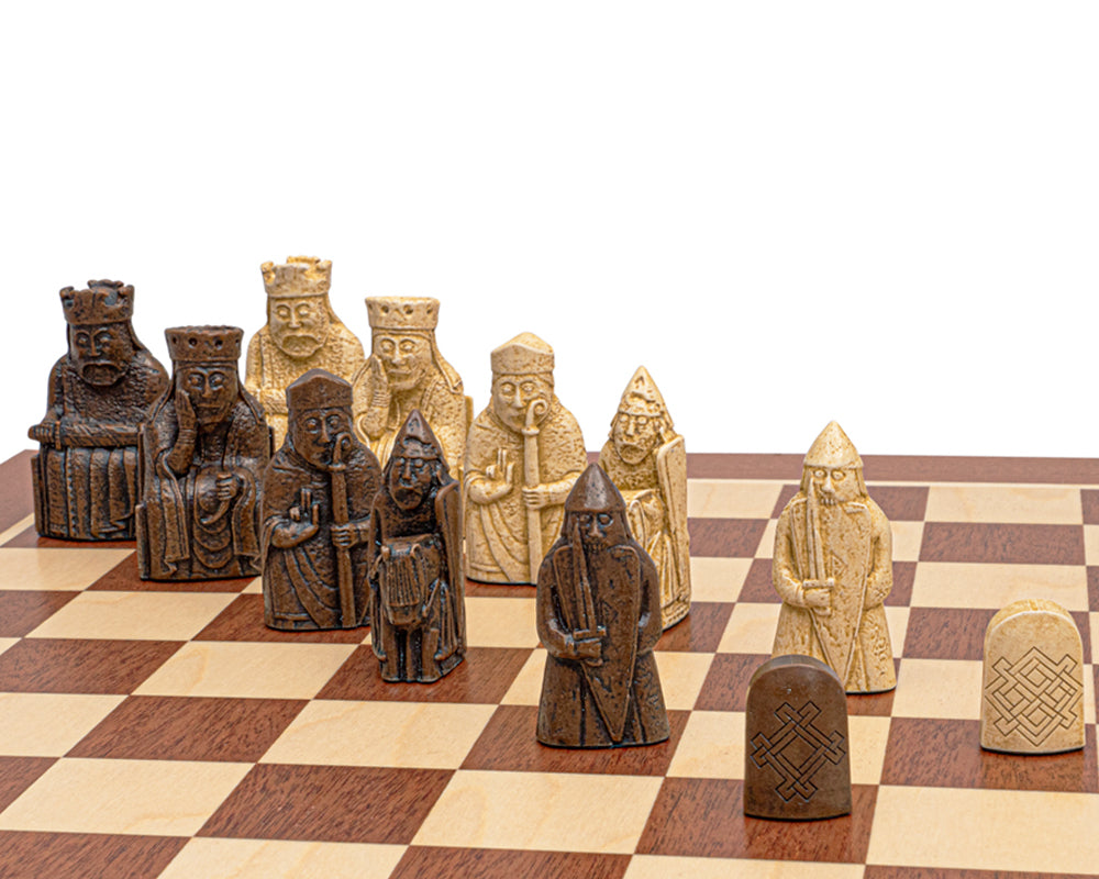 The Regency Isle of Lewis and Mahogany Chess Set mid sized