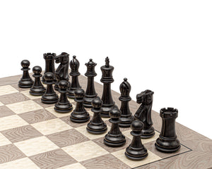 The Victoria Black and Grey Ash Burl Classic Chess Set