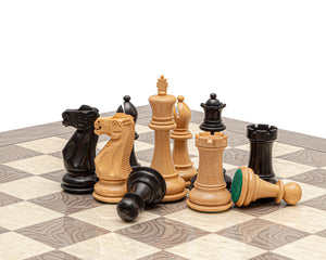 The Victoria Black and Grey Ash Burl Classic Chess Set