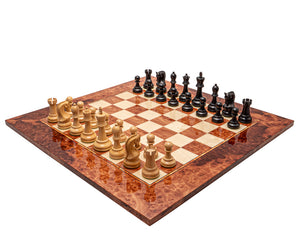 The Leningrad Black and Elm Burl Luxury Chess Set