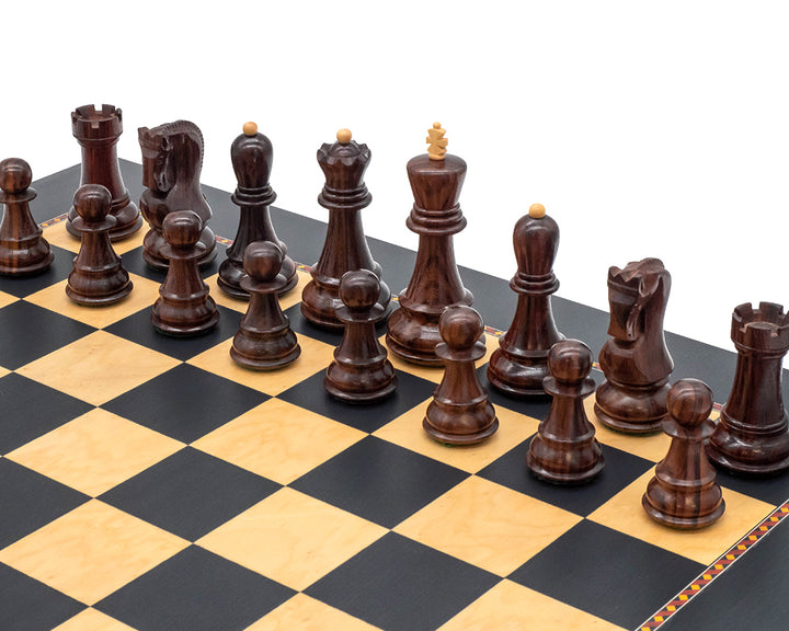 The Queens Gambit Chess Set - Solid Rosewood Chessmen on 19.7 inch Board with 1.96 inch Squares, Handcrafted by Renowned Maker in Spain