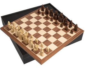 The Isle of Lewis and Walnut Deluxe Chess Set with Presentation Box