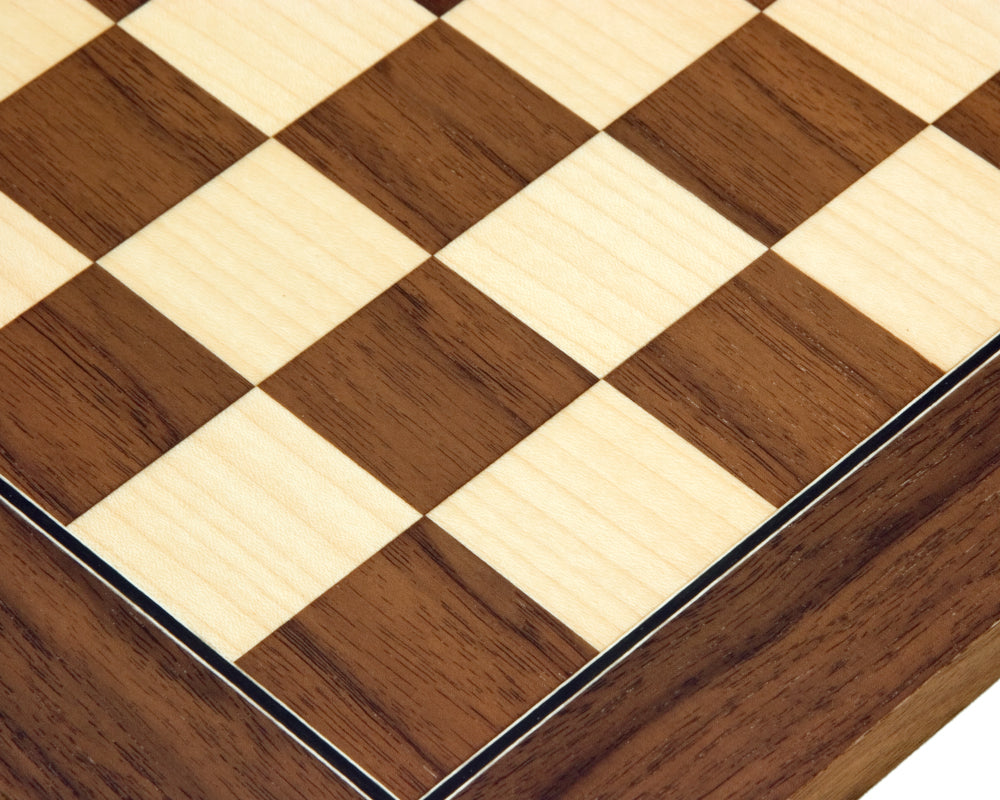 13.75 Inch Walnut and Maple Deluxe Chess Board