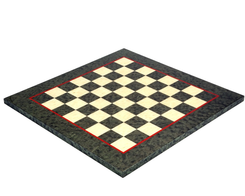 16.75 Inch Olive Green Erable and Elm Wood Luxury Chess Board