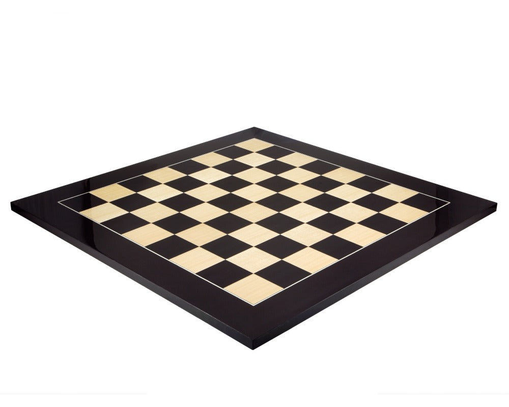 23.6 Inch Gloss Black Anegre and Maple Deluxe Chess Board