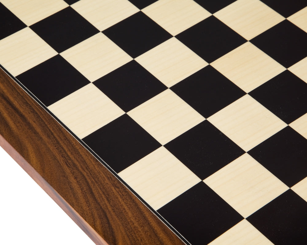 17.75 Inch Black Anegre and Palisander Deluxe Chess Board