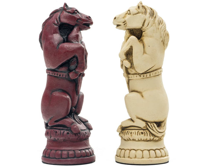 Berkeley Chess Reynard the Fox Cardinal chess knights, handcrafted resin pieces with intricate details, 7.6-inch King chess set.