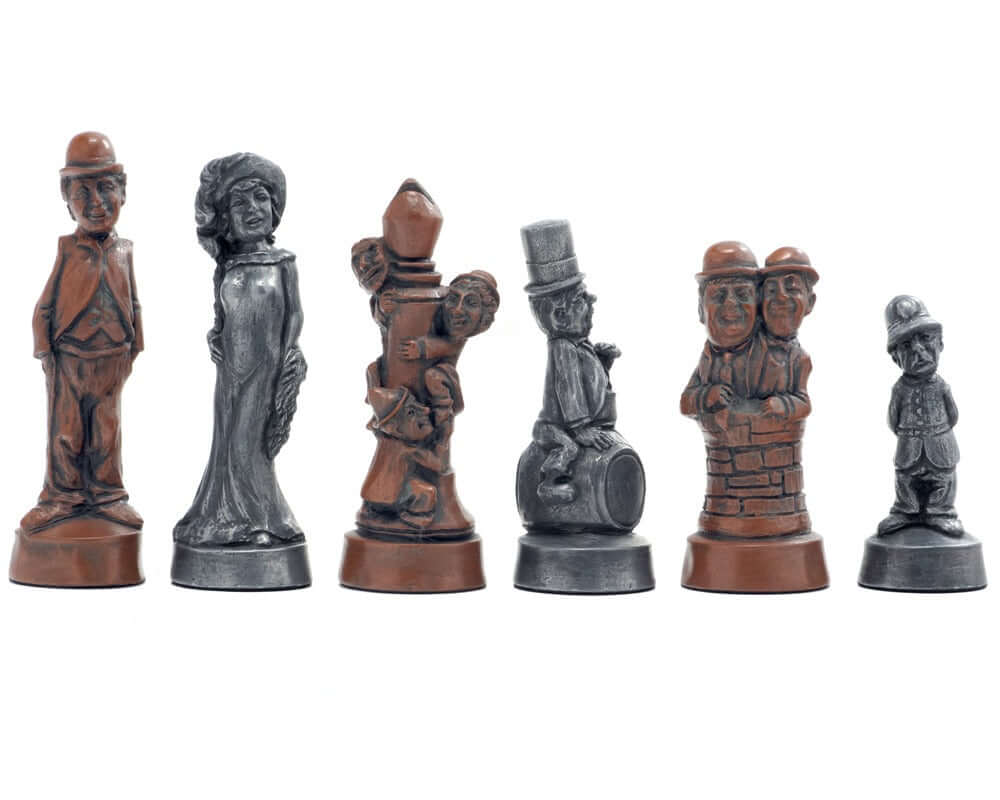 Berkeley Chess Movie Stars Metallic Chess Men handcrafted in the UK with detailed solid stone resin pieces and unique metallic finish