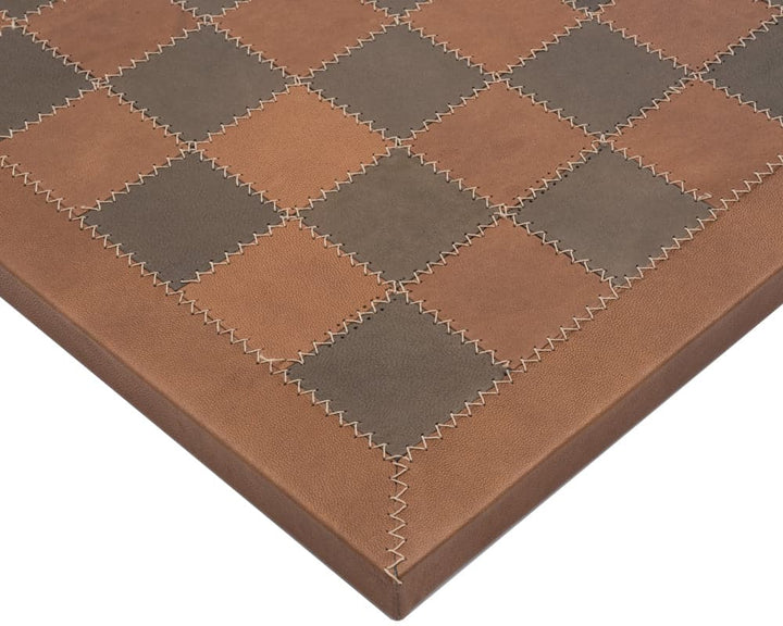 16.5 inch Siena Genuine Leather Chess Board by Italfama, luxury chess board with premium materials, close-up of stitching details