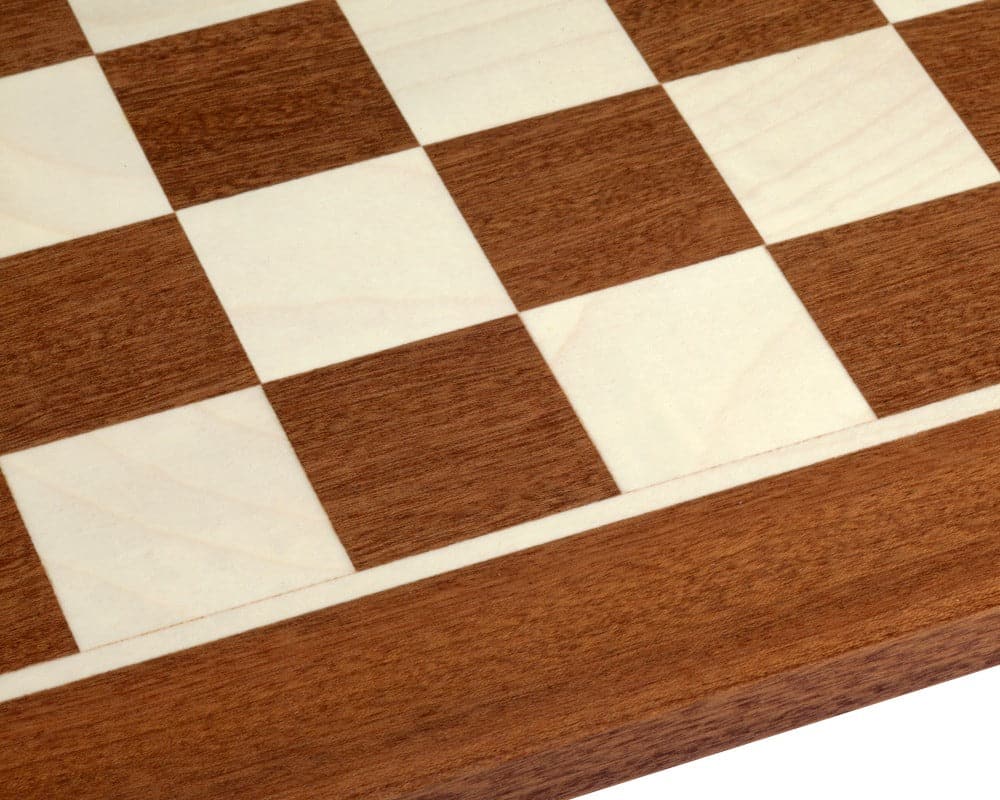 Luxurious 16 inch No.4 inlaid wooden chess board, featuring finely inlaid 1.55 inch squares, ideal for a king height of 3.25 inches.