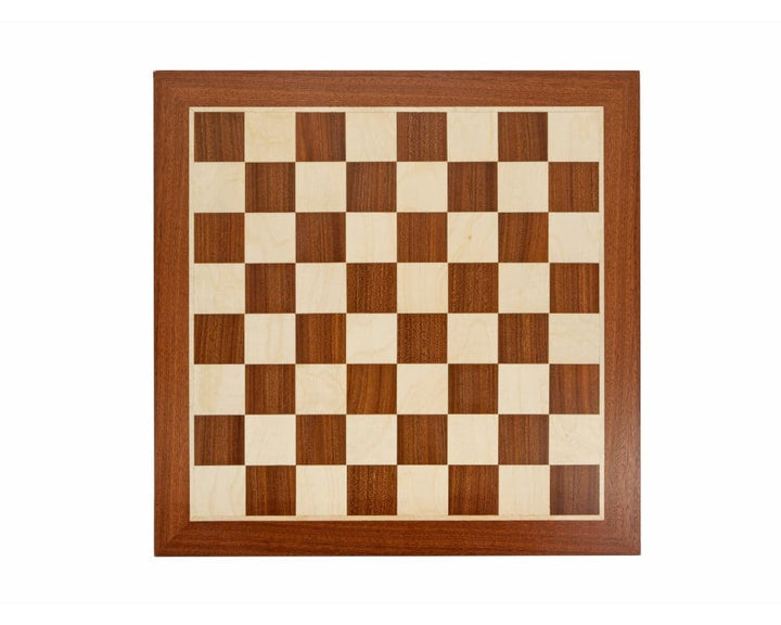 19-Inch Inlaid Mahogany Chess Board with 1.9-Inch Playing Squares, Ideal for King Height of 3.5 to 3.75 Inches, Beautifully Crafted in Spain