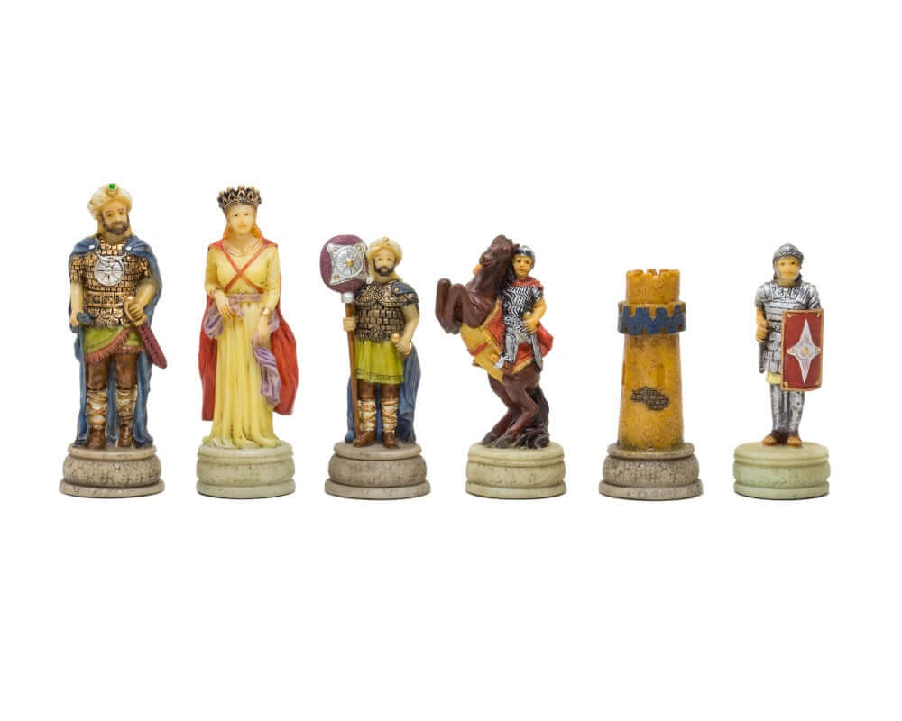 The Romans vs Arabs hand painted themed chess pieces set by Italfama with detailed historical figures including king, queen, and bishop.