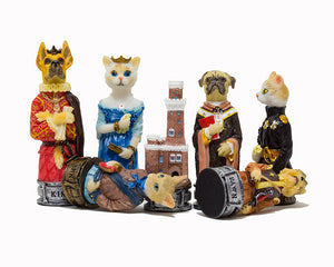 Les chats contre les chiens Pièces d'échecs à thème peintes à la main par Italfama
