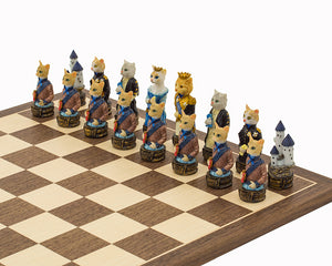 Les chats contre les chiens Pièces d'échecs à thème peintes à la main par Italfama