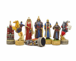 Les Russes contre les Mongols Pièces d'échecs à thème peintes à la main par Italfama