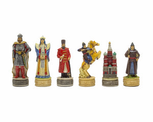 Les Russes contre les Mongols Pièces d'échecs à thème peintes à la main par Italfama