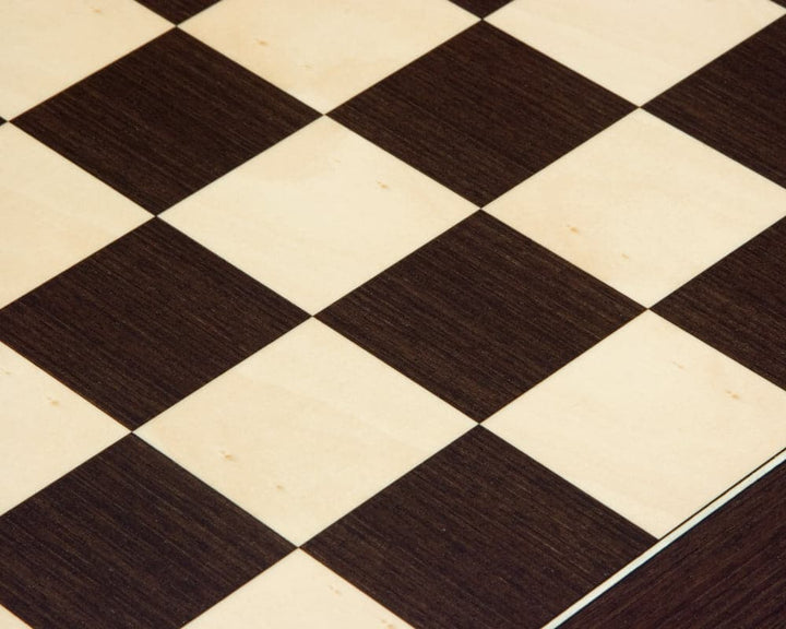 21.7 inch Wenge and Maple deluxe chess board with 2.17 inch playing squares, crafted by Rechapados Ferrer S.A. of Spain