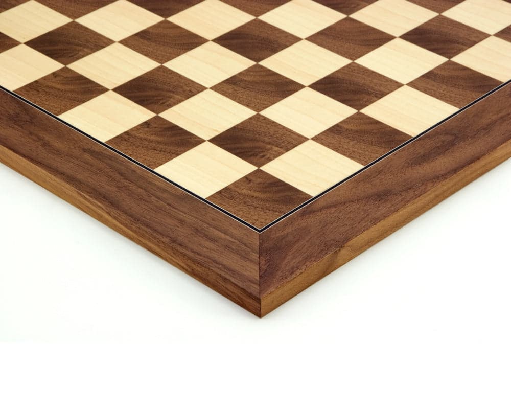 17.75 Inch Walnut and Maple Deluxe Chess Board with 1.75 Inch Squares, Beautifully Crafted in Spain