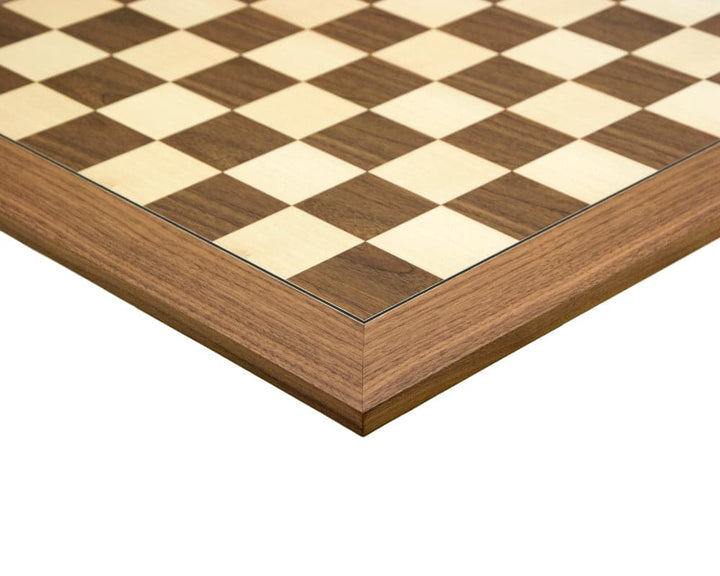 23.6 inch deluxe walnut and maple chess board with 2.36 inch squares, high-quality craftsmanship by Rechapados Ferrer in Spain