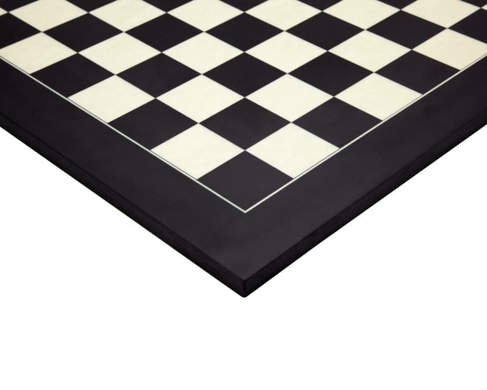 Deluxe 17.75 inch Black and Maple chess board with sleek, contemporary design and striking contrast between light Maple and black squares