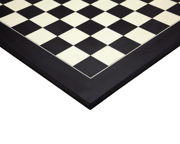 21.7 inch Matt Black and Maple Deluxe Chess Board crafted in Spain with 2.17 inch playing squares, ideal for 3.75 inch king height chess pieces