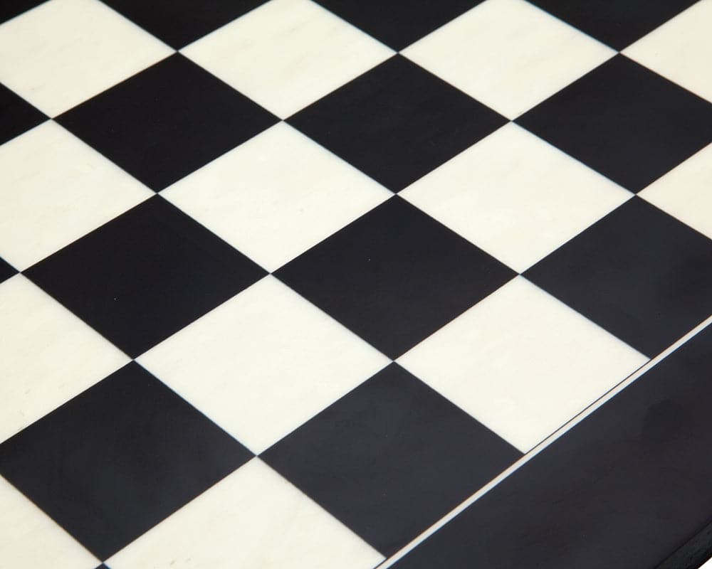 Matt black and maple deluxe chess board with 2.17 inch playing squares and striking color contrast, crafted in Spain by Rechapados Ferrer S.A.