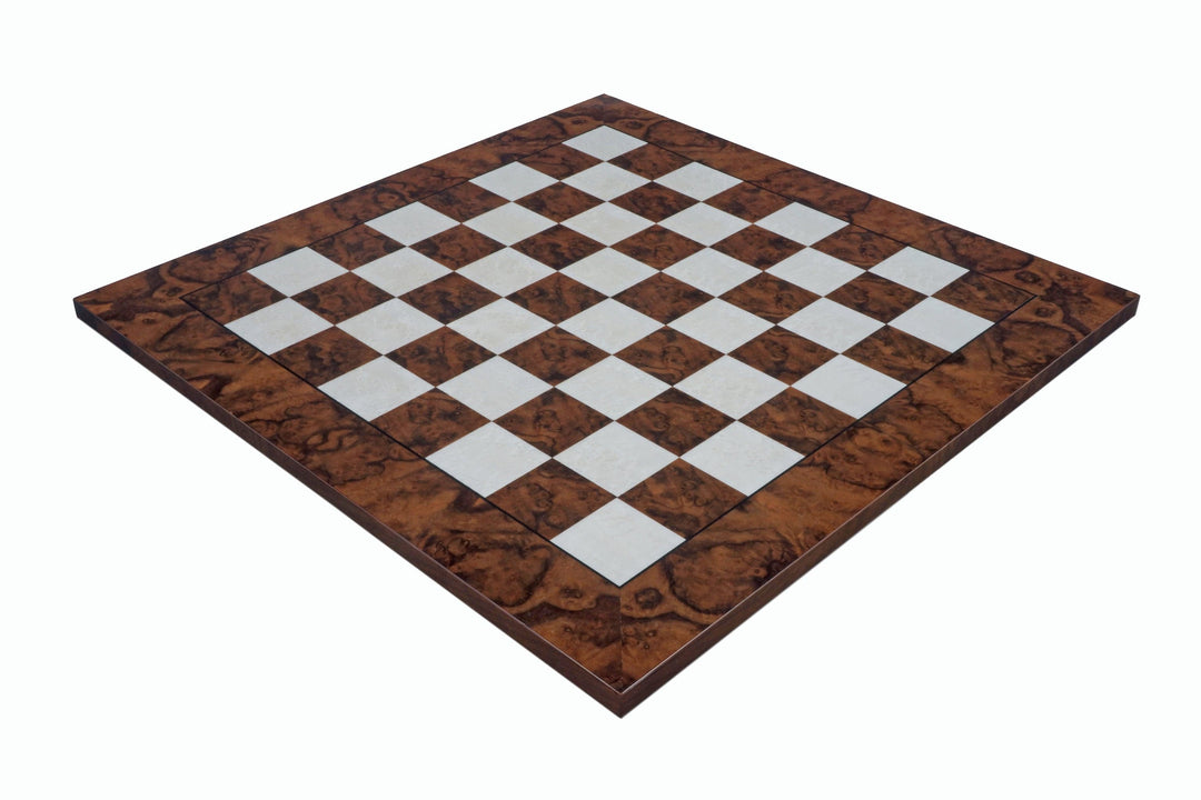 16.75 Inch Italian Briarwood and Elmwood Luxury Chess Board with 1.55 Inch Playing Squares