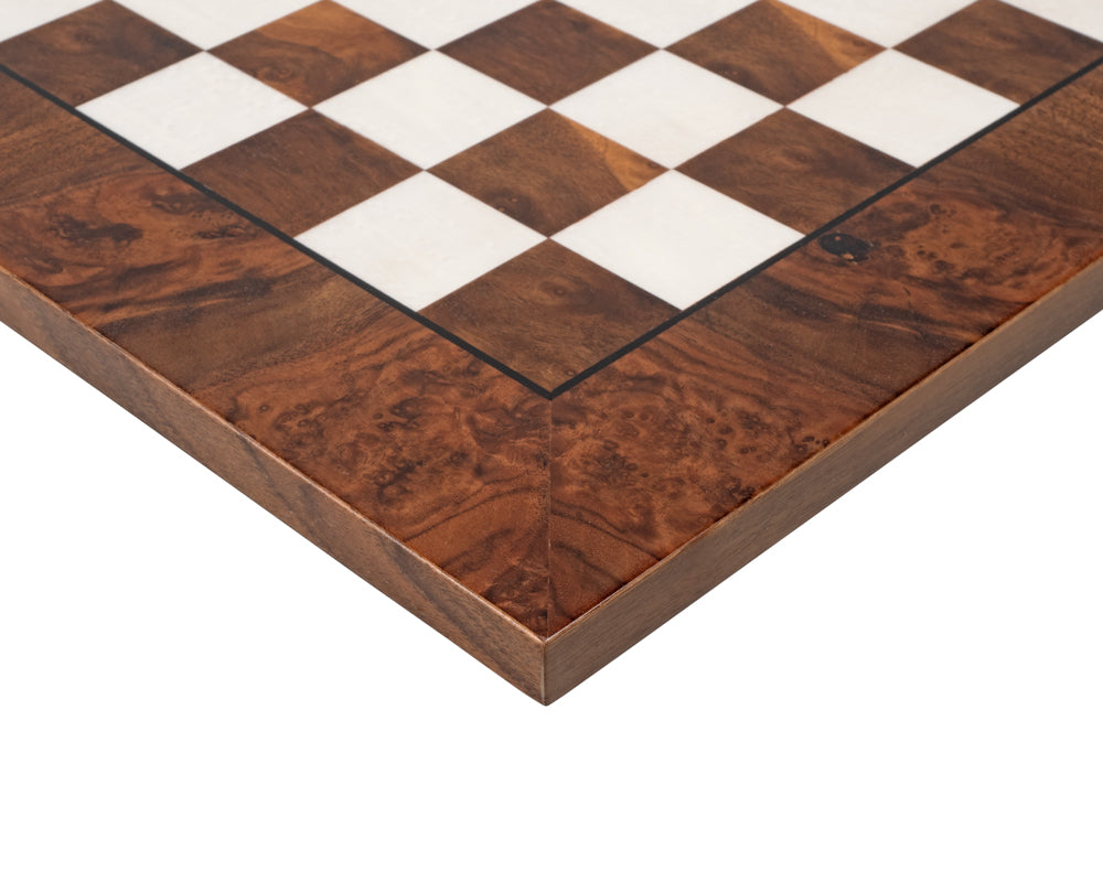 17 Inch Dark Walnut and Elmwood Luxury Chessboard