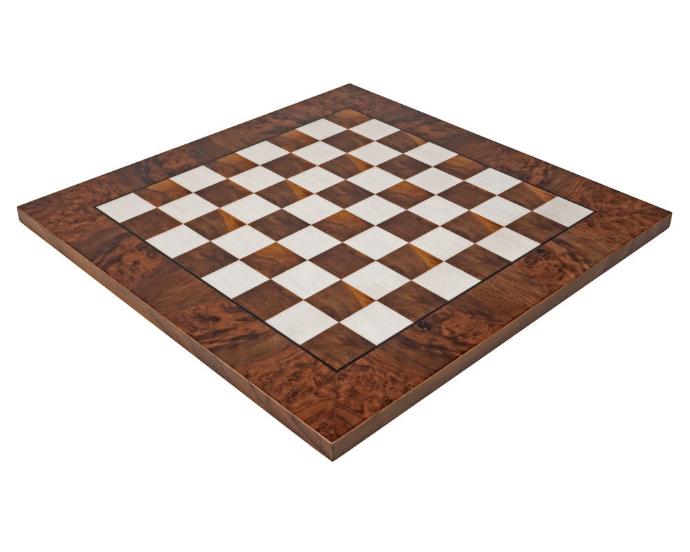 17 Inch Dark Walnut Elmwood Luxury Chessboard