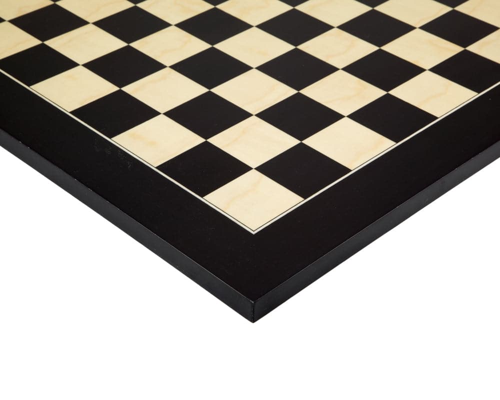 17.75 Inch Lacquered Black Anegre Deluxe Chess Board with 1.75 Inch Playing Squares and Glossy Finish