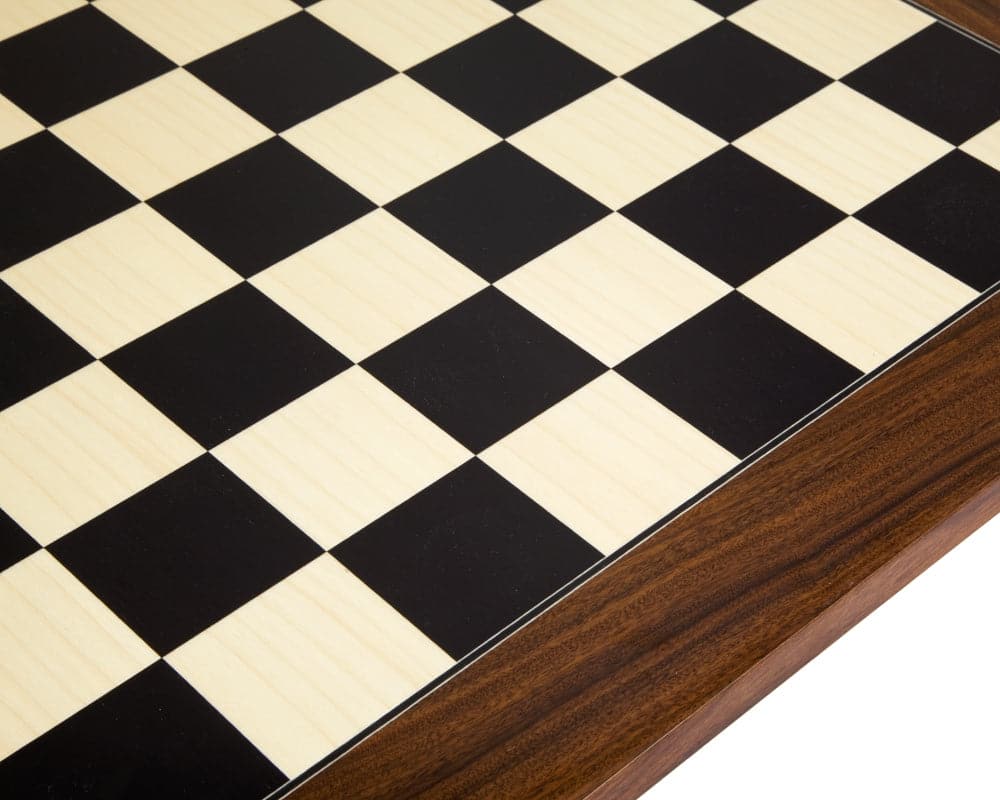 19.7 inch black anegre and palisander deluxe chess board with high gloss finish featuring 2 inch playing squares