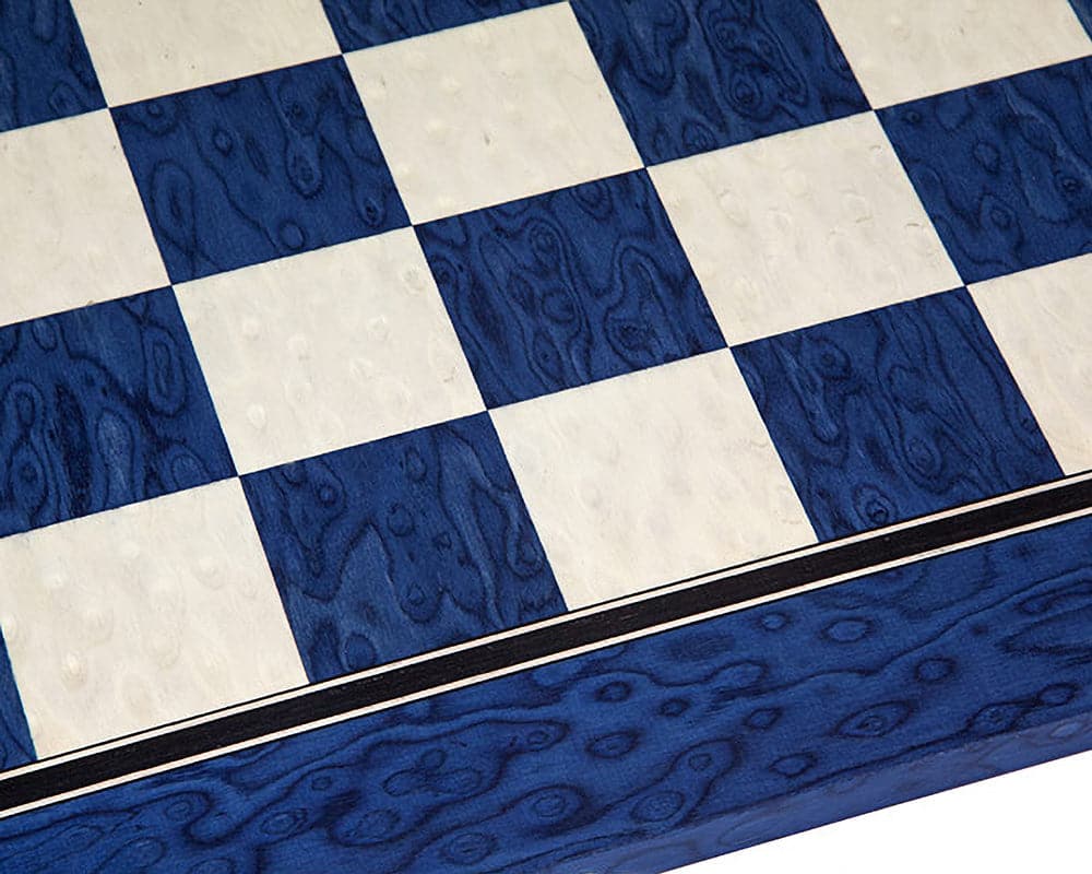 19.7 Inch satin blue erable and maple deluxe chess board with 2 inch playing squares and satin finish