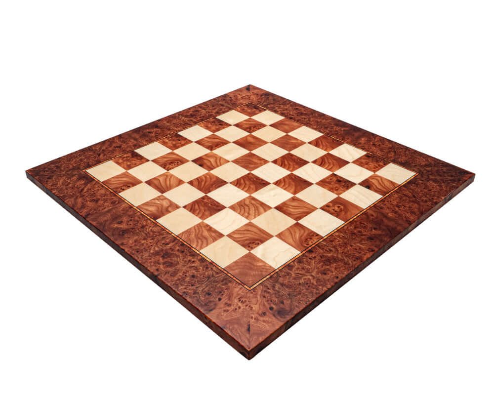 Mastellone Giuseppe Elm Wood Inlaid Chess Board with Maple Veneers, 21.25 Inch, Expertly Crafted in Italy