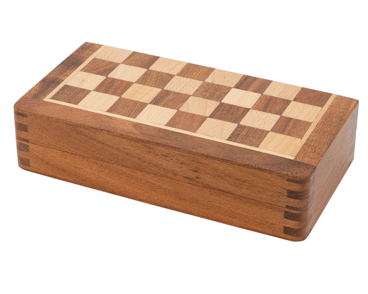 Deluxe Hardwood Folding Travel 7.5 Inch Chess Set - Magnetic