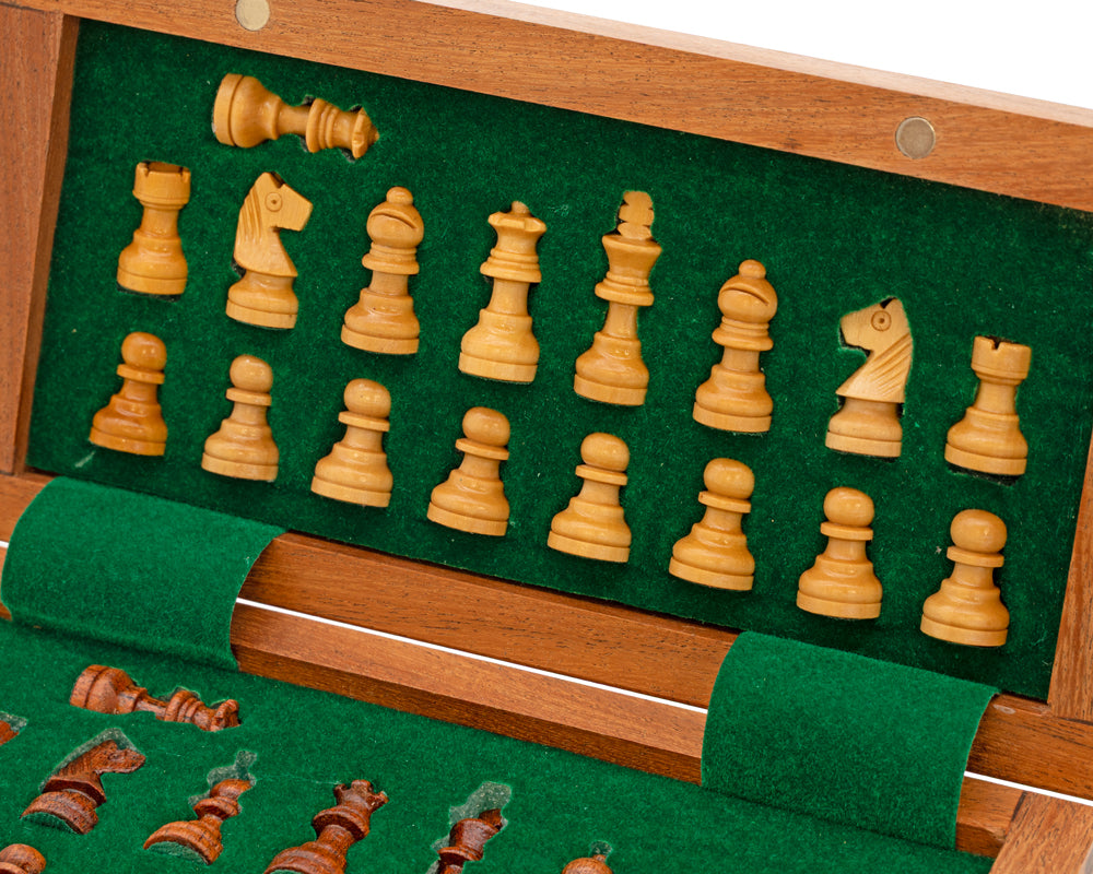 Deluxe Hardwood Folding Travel 7.5 Inch Chess Set - Magnetic