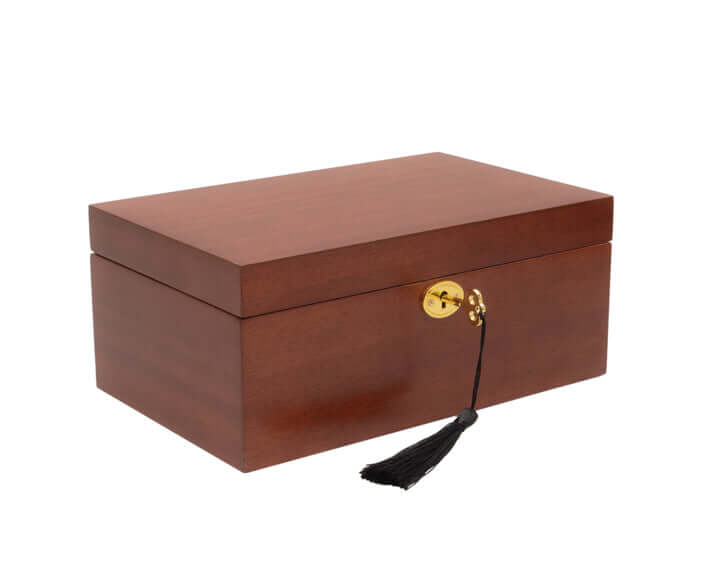 Deluxe Mahogany Chess Box with Key, Maple/Acer - Large, 26x20x13 cm